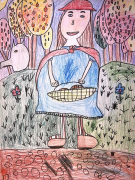 Ханова Евгения, 7 лет, Про Красную Шапочку, б., смеш.тех., ВОДХГ, г. Волгоград