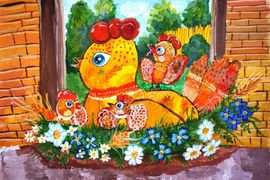 Кулинская Алина, 10 лет, Мама Курица, б.,гуашь, ДХШ, г. Волгодонск, Ростовская обл.