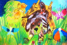 Регер Анна, 11 лет, Томка, тон. б., воск.мелки, ДШИ, с. Лузино, Омская обл.