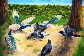 Слесарчук Нина, Вороны, б., гуашь, ДШИ, с. Лузино, Омская обл.