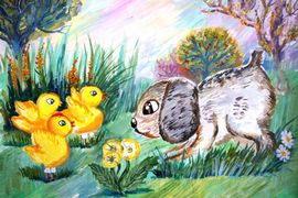 Шандригайло Ольга, 10 лет, На охоте, б., гуашь, ДХШ, г. Волгодонск, Ростовская обл.