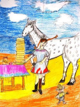 Громова Анастасия, 10 лет, Пеппи длинныйчулок, б., цв. карандаши, ДШИ, г. Волгодонск, Ростовская обл.