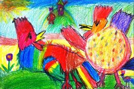 Андрух Анна, 7 лет, Петушок и бобовое зёрнышко, б., пастель, Светлоярская ДШИ, Волгоградская обл.