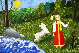 Зайцева Рита, 13 лет, Сестрица аленушка и братец Иванушка, б., гуашь, ДХШ №2. г. Липецк