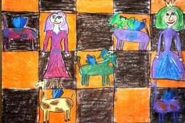 Иванова Настя, 10 лет, Встреча Алисы и королевы, б., пастель, ВОДХГ, г. Волгоград