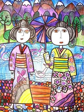 Капейкина Валерия, 6 лет, Прогулка у пруда, б., смеш.техн., ВОДХГ, г. Волгоград