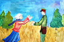 Адальцова Арина, 13 лет, Возвращение сына, б., гуашь, ХШ им. В.А. Серова, г. Тверь