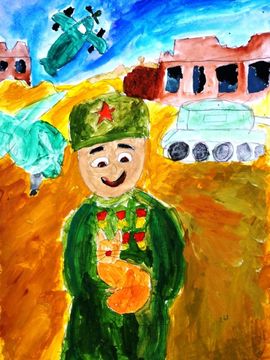 Андрюшин Яков, 9 лет, Спасение котенка, б., гуашь, ХШ им. В.А. Серова, г. Тверь