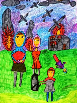 Батракова Анастасия, 8 лет, Нападение на село, б., смеш. тех., ДХШ, ст-ца Крыловская