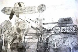 Белоусова Мария, 9 лет, Битва под Сталинградом, б., карандаш, ДТ Русинка, Волгоградская обл., г. Волжский