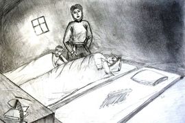 Белякова Полина, 13 лет, В минуты затишья, б., карандаш, СШ №3, Волгоградская обл., г. Волжский