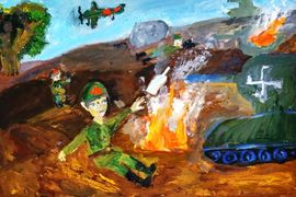 Васильева Василиса, 10 лет, Герой войны, б., гуашь, ДТ Русинка, Волгоградская обл., г. Волжский