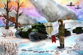 Глинкина Дарья, 13 лет, Фронтовой регулировщик, б., гуашь, ДХШ, г. Семенов
