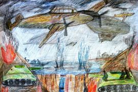 Дегтярёва Яна, 9 лет, Война за Ахтубой, б., цв. карандаши, ДТ Русинка, Волгоградская обл., г. Волжский