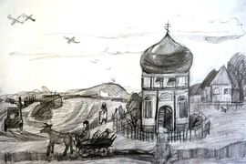 Добровольская Анна, 10 лет, В тылу от фронта, б., карандаш, ДТ Русинка, Волгоградская обл., г. Волжский