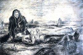 Зацепина Екатерина, 13 лет. После боя, б., уголь, ДШИ, Оренбургская обл., с. Тоцкое