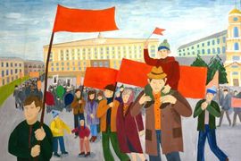 Баранова Софья, 15 лет, Детство папы. Первомай, б., гуашь, ДХШ №2, г. Липецк 