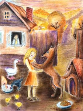 Кулакова Елена, 12 лет, Мой двор, б., пастель, ДХШ №2, г. Липецк
