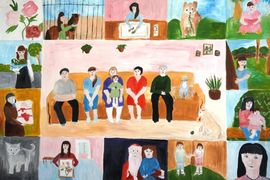 Смальцер Анна, 13 лет, Моя семья, б., гуашь, ДХШ №2, г. Липецк