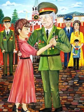 Абдулманова Диана, 14 лет, Послевоенный вальс, б., гуашь, ДХШ, г. Каспийск