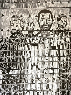 Альчакова Дарья, 13 лет, Нет! Без вести я не пропал, линогравюра, ДХШ, Ставропольский край, г. Изобильный