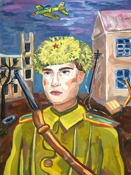 Байдурова Анастасия, 15 лет, Мой прадедушка, б., гуашь, ДХШ №2, г. Северодвинск