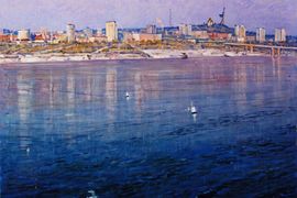 Аразов П.Б. Город на Волге. 80х96 х.,м. 2016год.