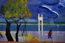 Пелихов С.В. На набережной кончился дождь. 70х80 х.,м. 2019 год.
