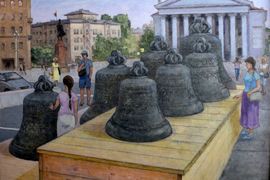 Рахлеев В.А. Колокола на площади Волгограда. 50х62 х.,м. 2020