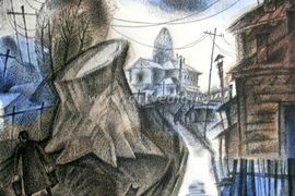 Самарина Л.Ю. На улице Пугачевской, 40х50_Самарина Л.Ю, б, тушь, акв., 2005г.