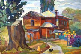 Самарина Л.Ю. Тополь на улице Пугачевской, 35х50, х.м., 2010г.