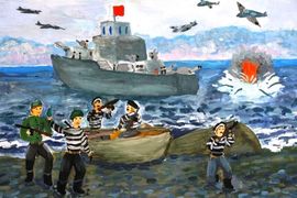 Волков Артём, 11 лет, Бои за Новороссийск, б., гуашь, ДХШ №1 им. Н.П. Шлеина, г. Кострома