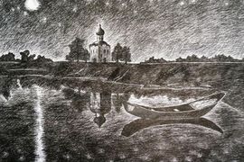 Володина Анастасия,14 лет,Храм Покрова на Нерли,б.,гелева ручка,ДШИ,г.Собинка,Владимирская область
