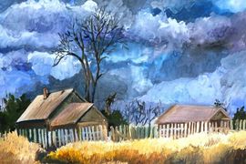 Мезинова Анна,16 лет,Перед дождем,б.,гуашь,ДХШ 2,г.Липецк
