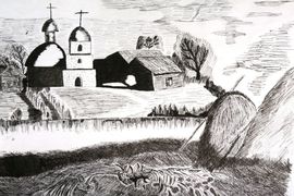 Пестерев Евгений, 12 лет, Пора сенокоса,б.,гелевая ручка, ДШИ,с.Ребриха,Алтайский край
