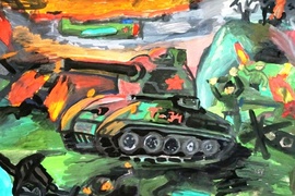 Евланов Юрий, 10 лет, Вперёд, Т-34!, б., гуашь, ДХШ, г. Брянск
