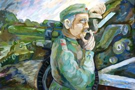 Ишутин Сергей, 14 лет, Перед боем, б., гуашь, ДХШ, Смоленская обл., г. Рославль