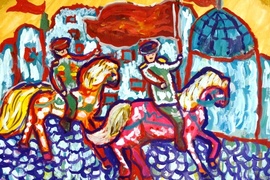 Пихновская Ева, 9 лет, Едут, едут по Берлину наши казаки, б., гуашь, ХШ им. В.А. Серова, г. Тверь