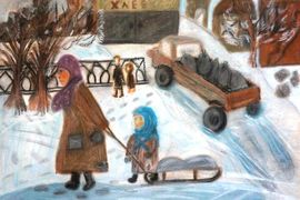 Пожидаева Анна, 14 лет, Блокадный город, б., пастель, ДШИ, Омская обл., с. Лузино