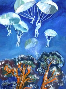 Пылькина Олеся, 13 лет, Десантирование, б., гуашь, ДХШ, Рязанская обл., г. Касимов