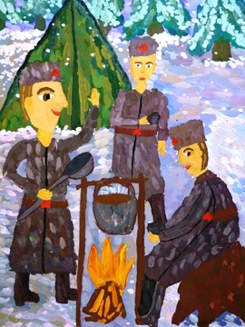 Ризаханова Бесен, 11 лет, Тепло огня, б., гуашь, г. Каспийск