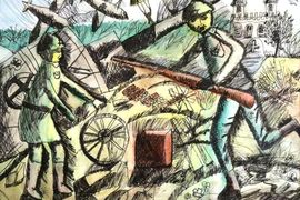 Широкова Софья, 9 лет, Прадедушка в бою с фашистами, б., смеш. тех., ДШИ, Волгоградская обл., г. Серафимович