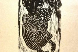 Шитова Анна, 13 лет, Бабушкино детство, линогравюра, ДХШ, Свердловская область, г. Ревда