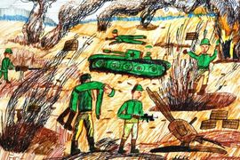 Щипцов Дмитрий, 9 лет, И грянул бой..., б., фломастеры, ДХШ, г. Шуя, Ивановская обл.
