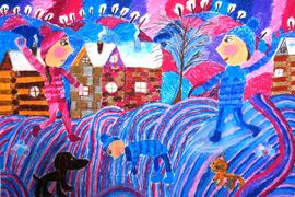  Мазитова  Радмила, 8 лет, «Первый снег», б., пастель, преп. Сергеева Н.Г.