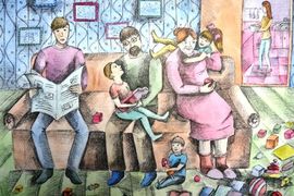 Орлова Анастасия, 15 лет, «В гостях у деда с бабулей», б., смеш. тех., преп. Хайрулов Р.Ф.
