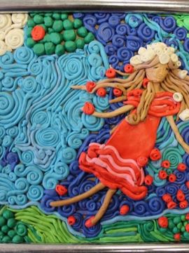 Балабуркина Елизавета, 9 лет, Панно Вальс цветов, пластилин, преп. Самохвалова Е.В