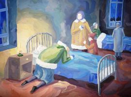 Носик Екатерина, 16 лет, В госпитале, б., гуашь, ДХШ №2,  г. Северодвинск, Архангельская обл.