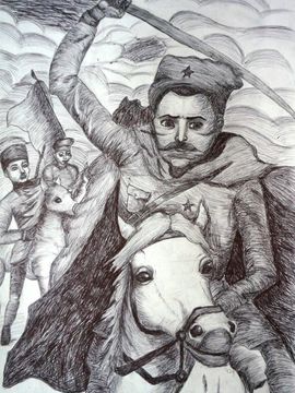 Супрун Дарья, 13 лет, Казаки на войне, б., черная ручка, ДХШ ст-цы Крыловской, Крыловский р-он, Краснодарский край
