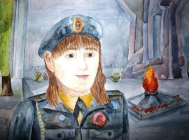 Федоровская Мария, 14 лет, У вечного огня, б., смеш. техника, ДХШ №2,  г. Северодвинск, Архангельская обл.